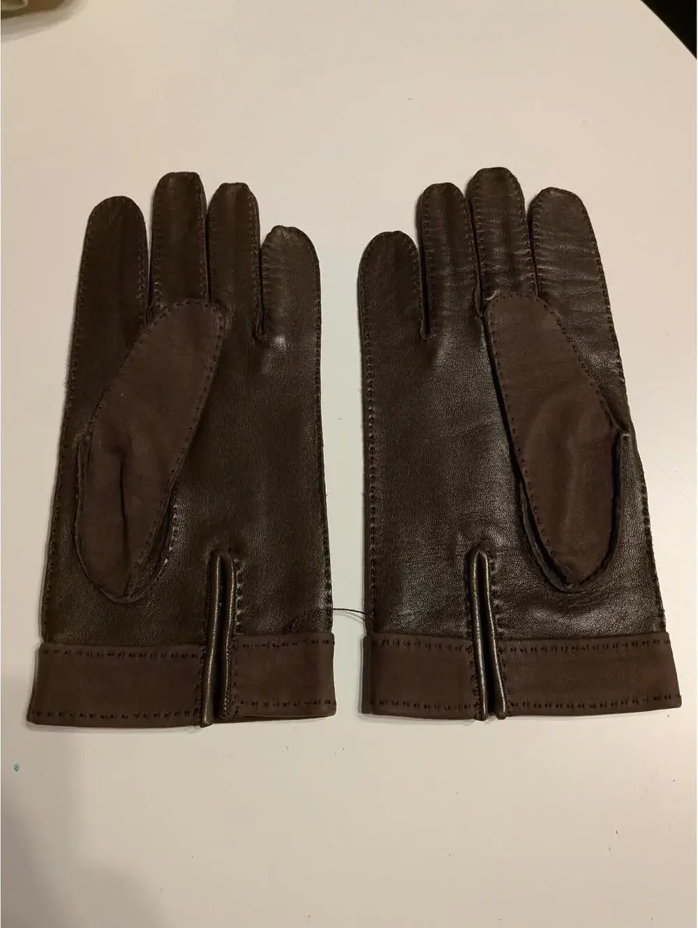 Hermes Gloves Brown Perforated Leather Ladies Size 7